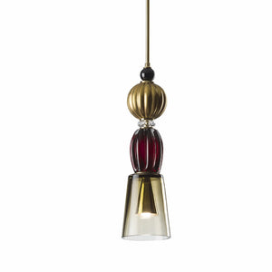 Red & Gold Glass Pendant Lamp | Villari Ava
