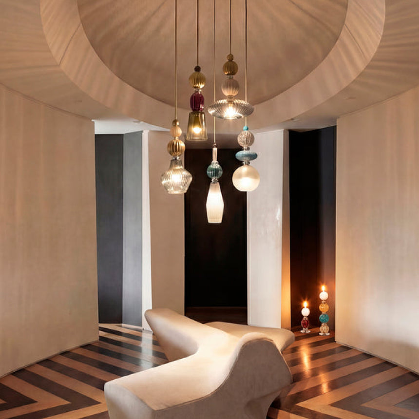 Stacked Multicolored Glass Chandelier | Villari Divas