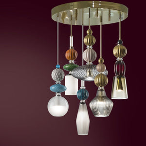 Stacked Multicolored Glass Chandelier | Villari Divas