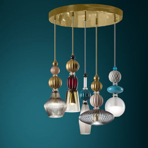 Stacked Multicolored Glass Chandelier | Villari Divas
