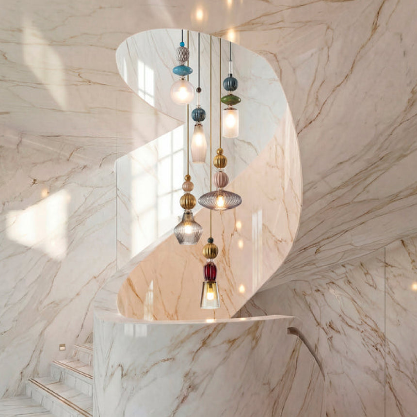 Stacked Multicolored Glass Chandelier | Villari Divas