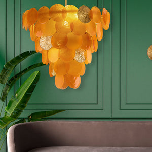 Yellow Glass Tiered Chandelier | Villari Candy