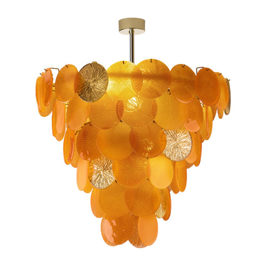 Yellow Glass Tiered Chandelier | Villari Candy