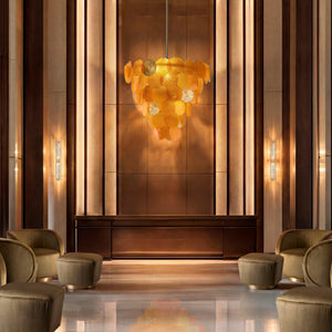 Yellow Glass Tiered Chandelier | Villari Candy