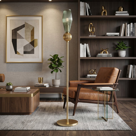 Gray Glass Gold Floor Lamp | Villari Angelica