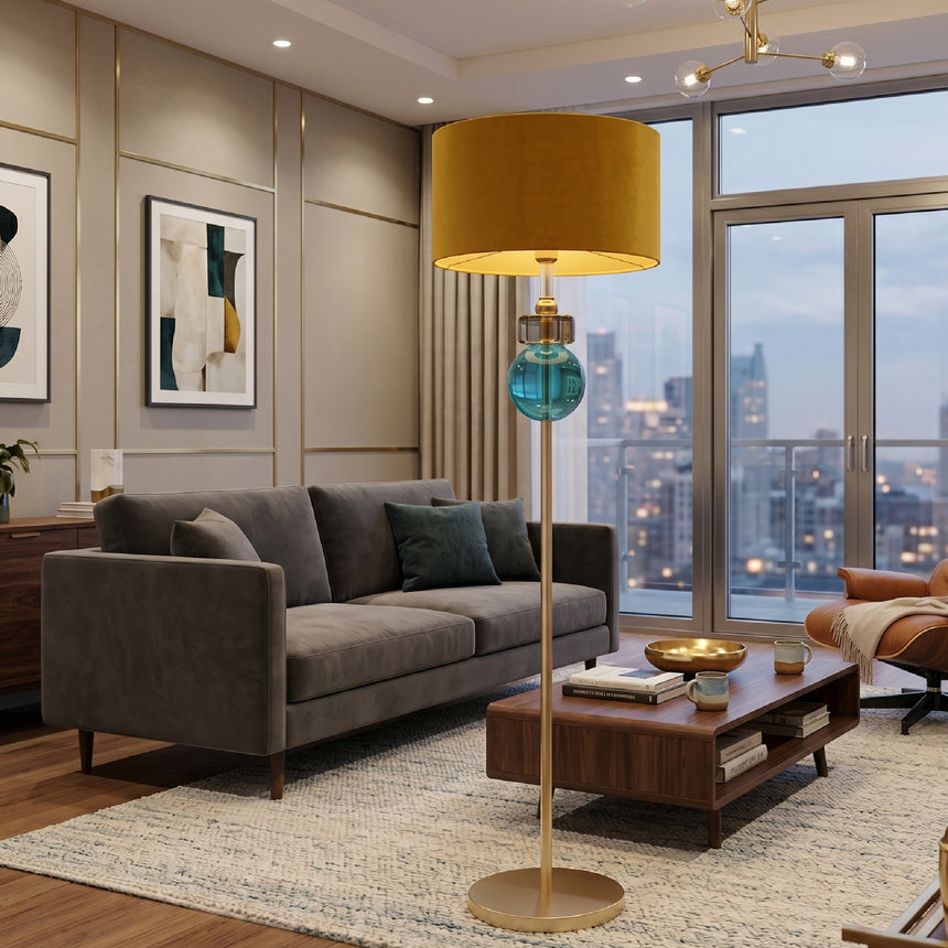 Blue Sphere Accent Floor Lamp | Villari Etienne
