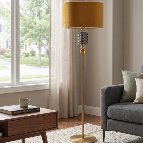 Orange Velvet Floor Lamp | Villari Lolite Clotilde