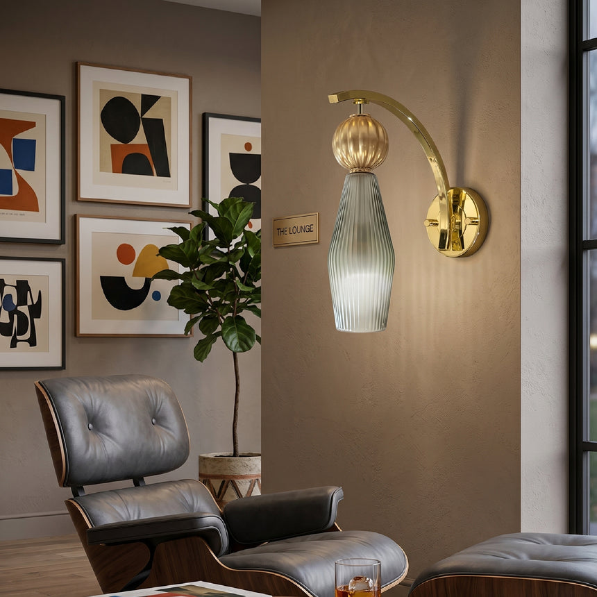 Gray Glass Gold Wall Lamp | Villari Angelica