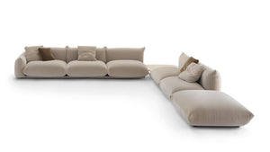 Pillow-Style Modular Sofa with Ottoman | Arflex Marenco